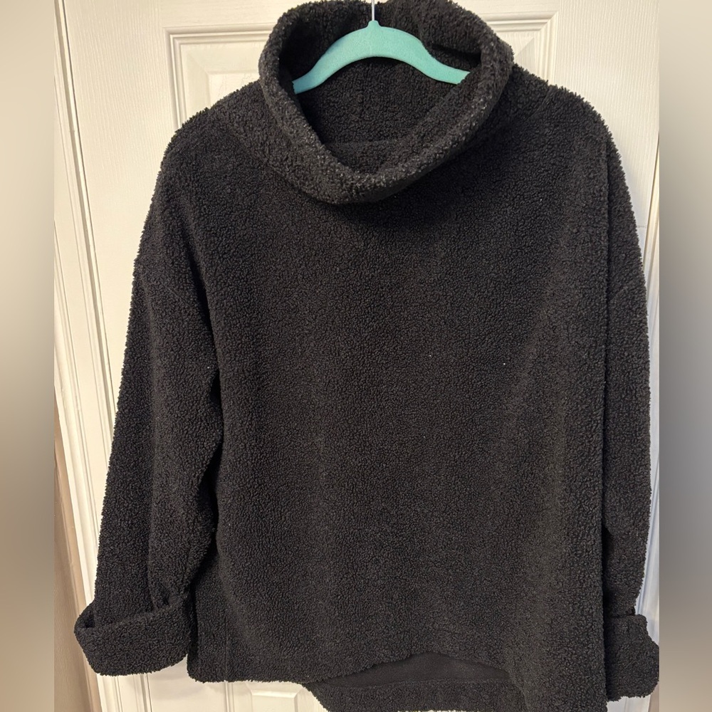 🩷LOFT Black Cowl Neck Sherpa Fleece Sweater